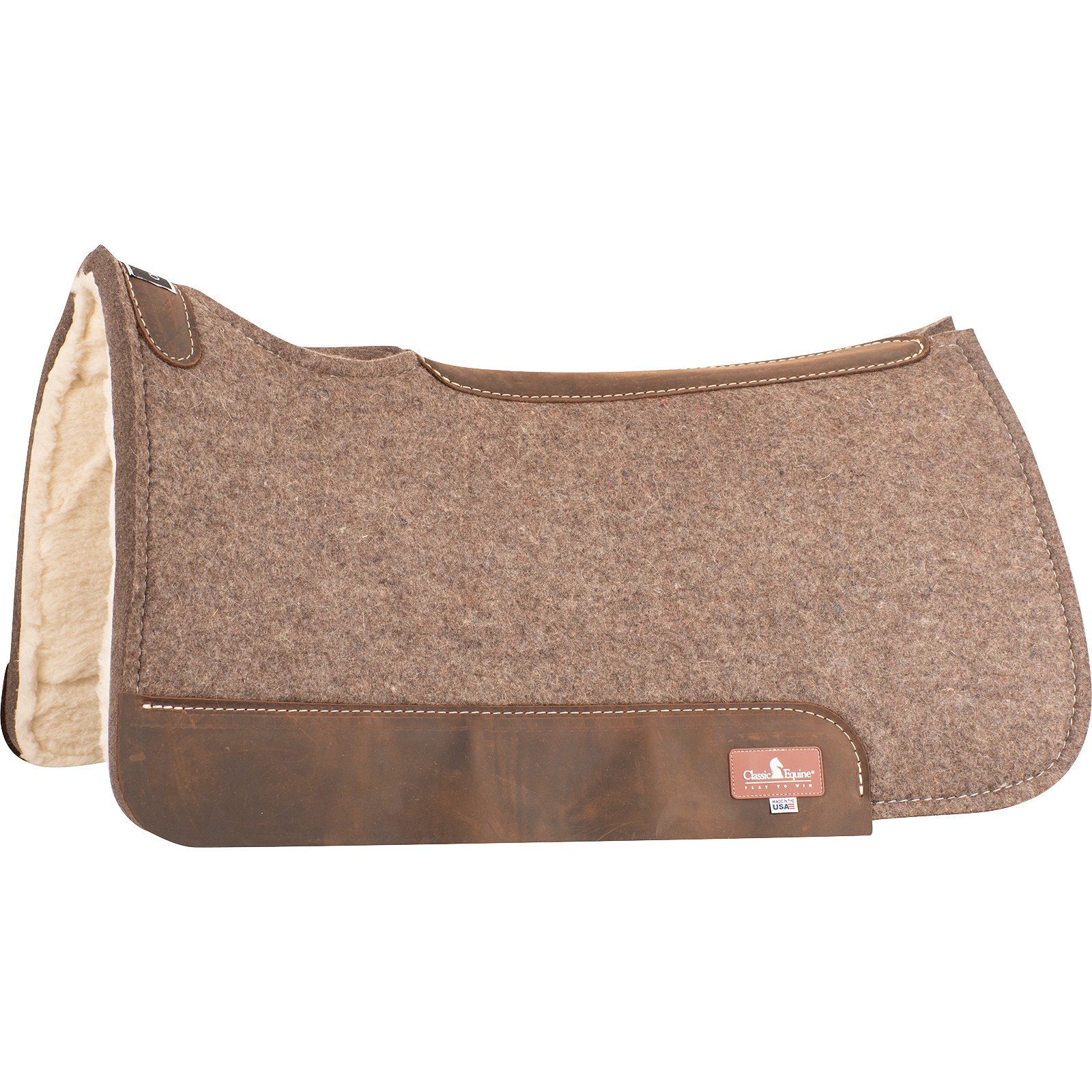 Saddle Pad Showman 31x32x1 Grigio - Feltro Di Lana Con Fondo In Pile Per Sella Western