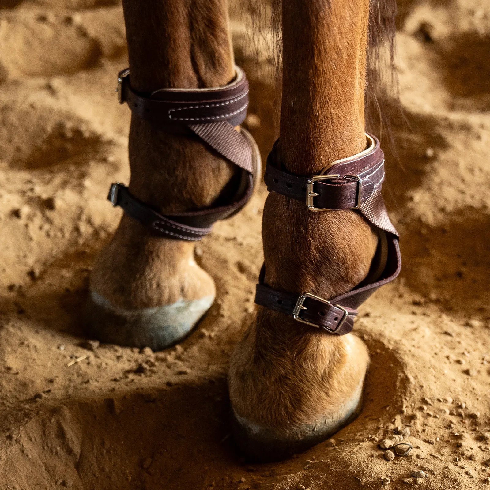 Leather Skid Boots Nylon Straps