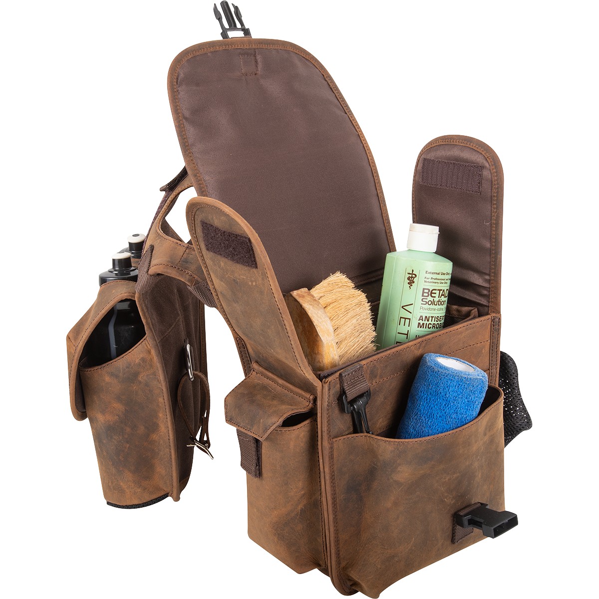 Horn Saddle Bag with Distressed Leather display picture 2
