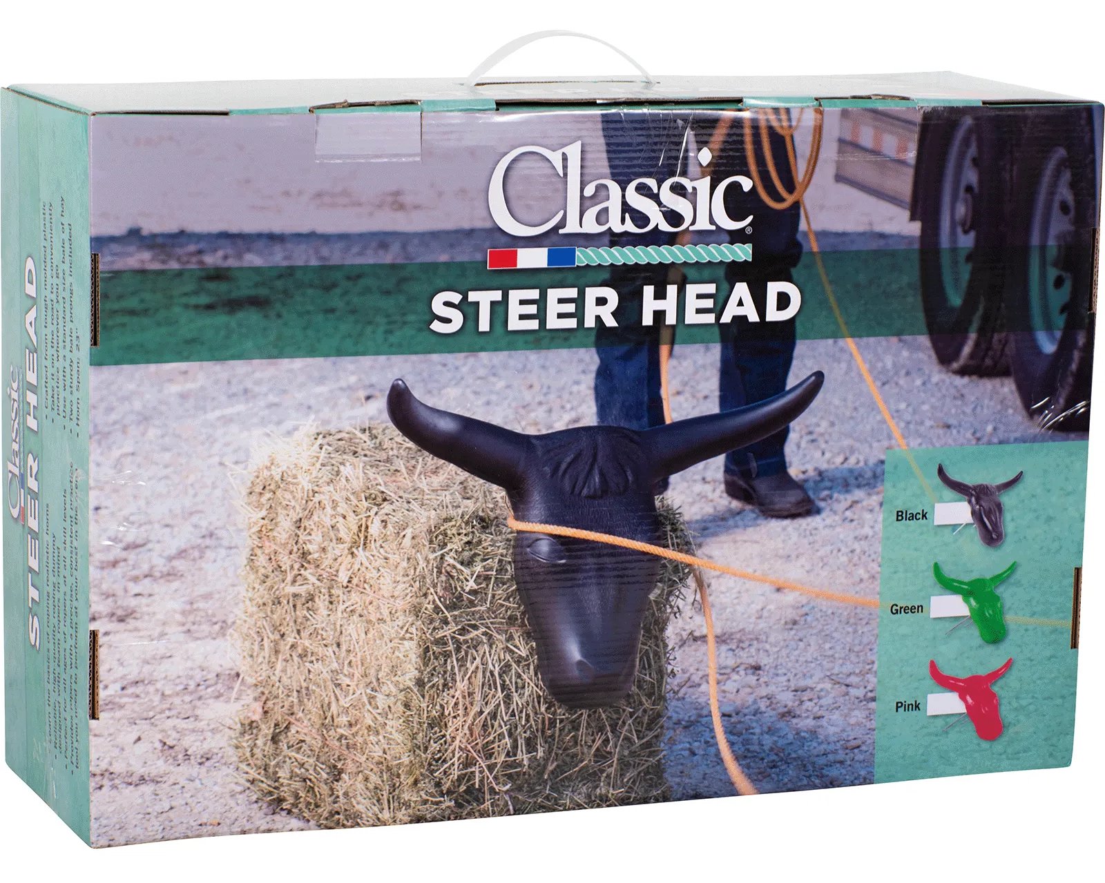 Ezy Ride Steer Head Roping Dummy – Black, 56cm Horn Spread, Heavy Duty Plastic